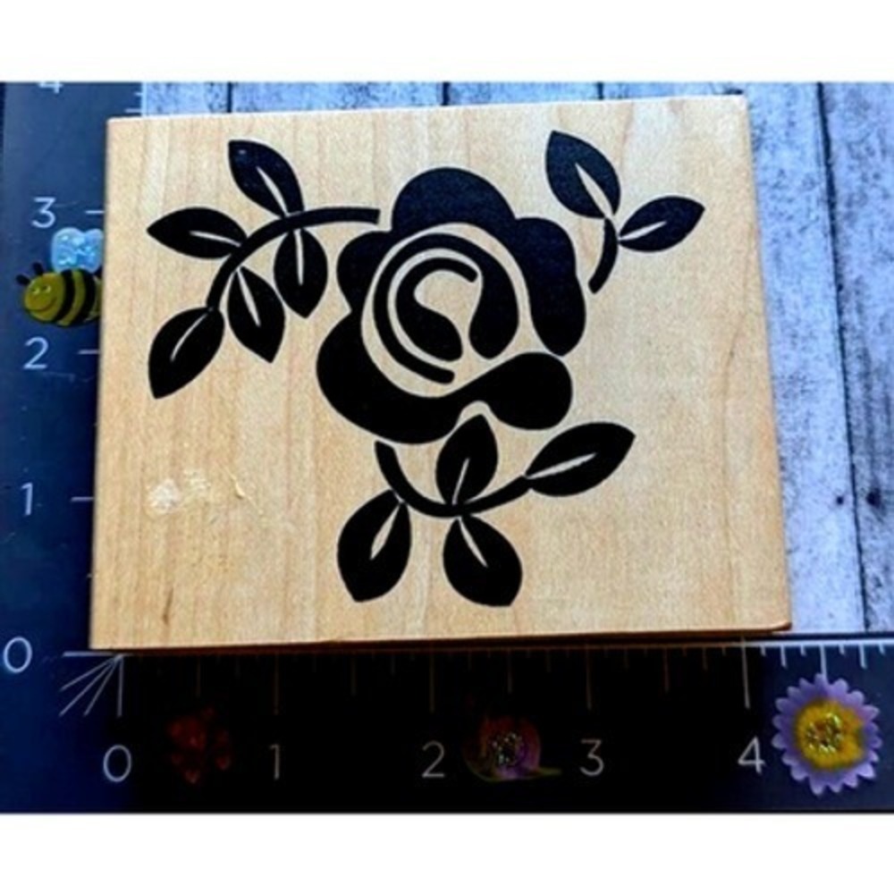 Viking Flower Leaves Silhouette Rubber Stamp Wood #G36